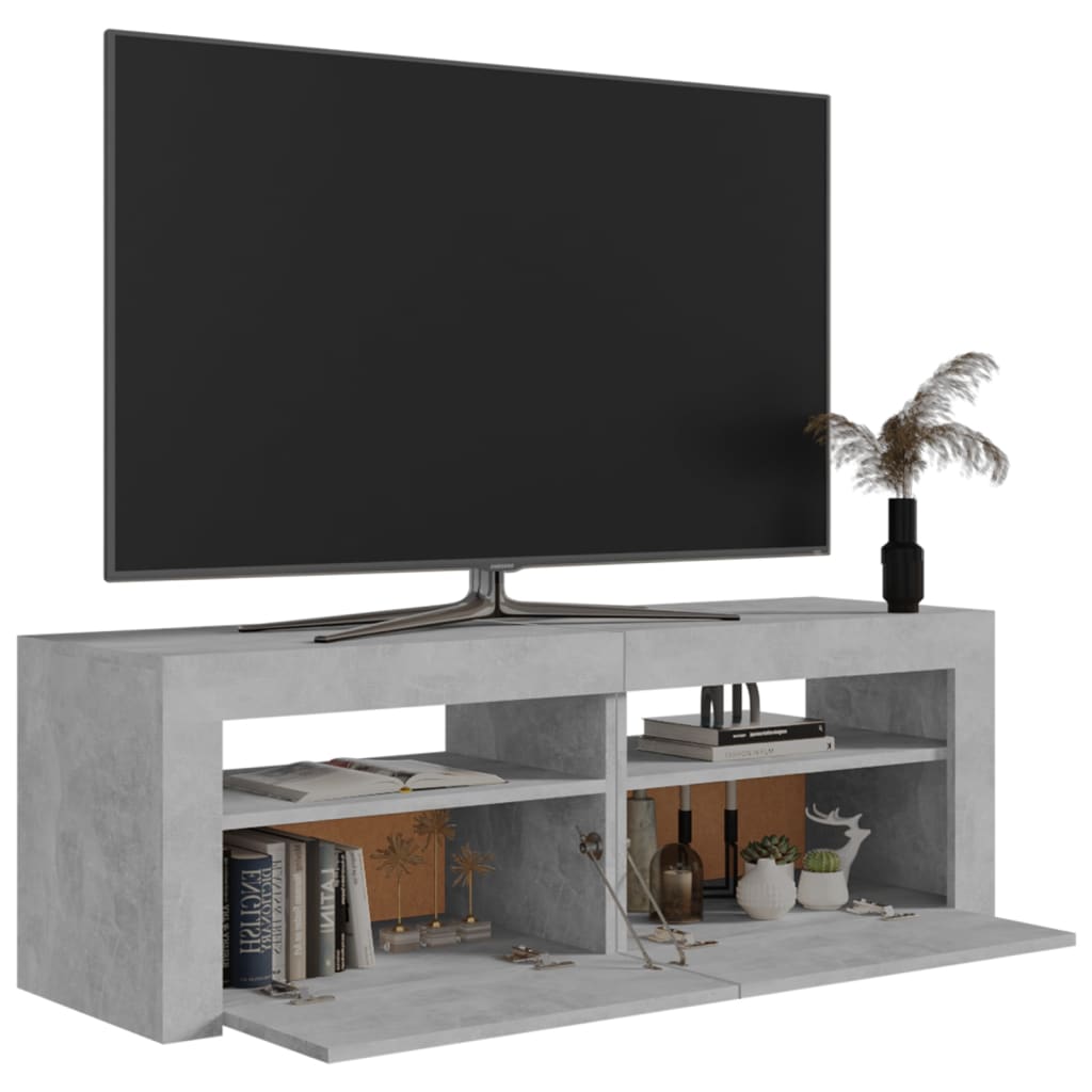 Mueble de TV con luces LED gris hormigón 120x35x40 cm vidaXL