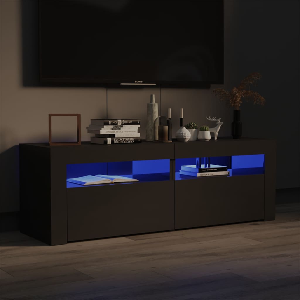 Vetonek Mueble para TV con luces LED gris brillante 120x35x40 cm