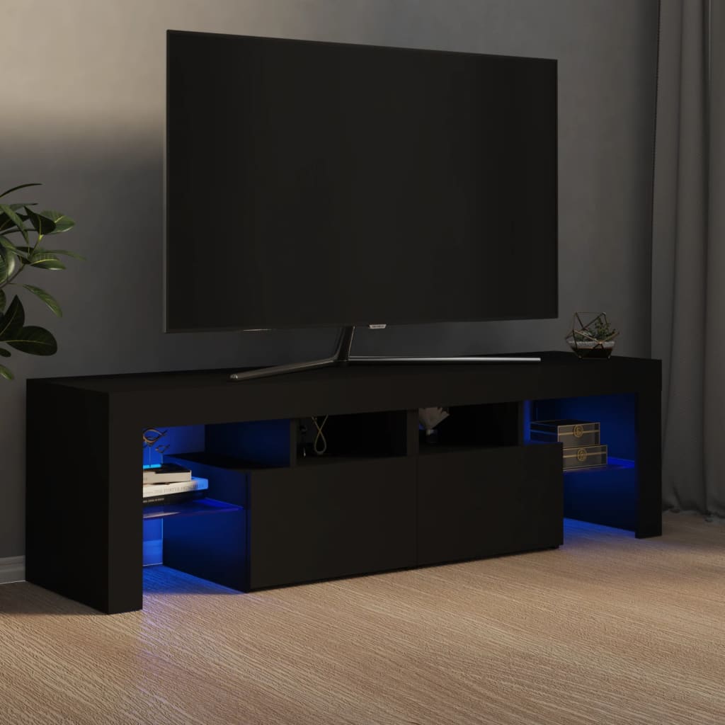 Vetonek Mueble de TV con luces LED negro 140x36,5x40 cm