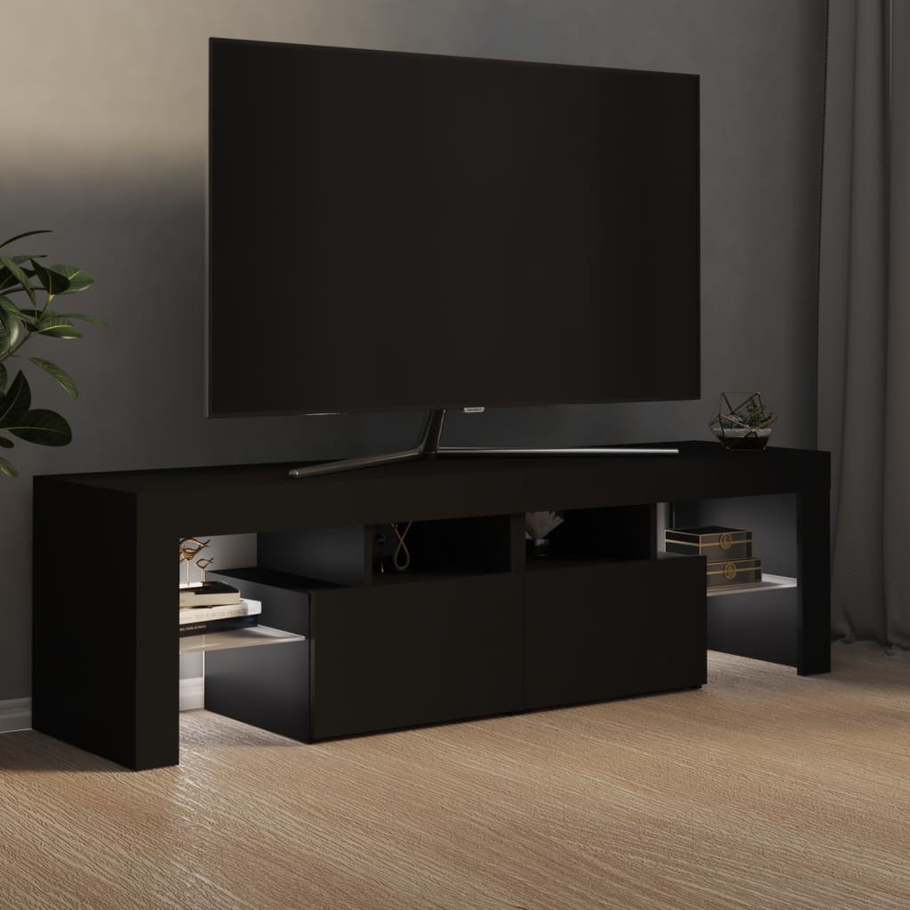 Mueble de TV con luces LED negro 140x36,5x40 cm vidaXL