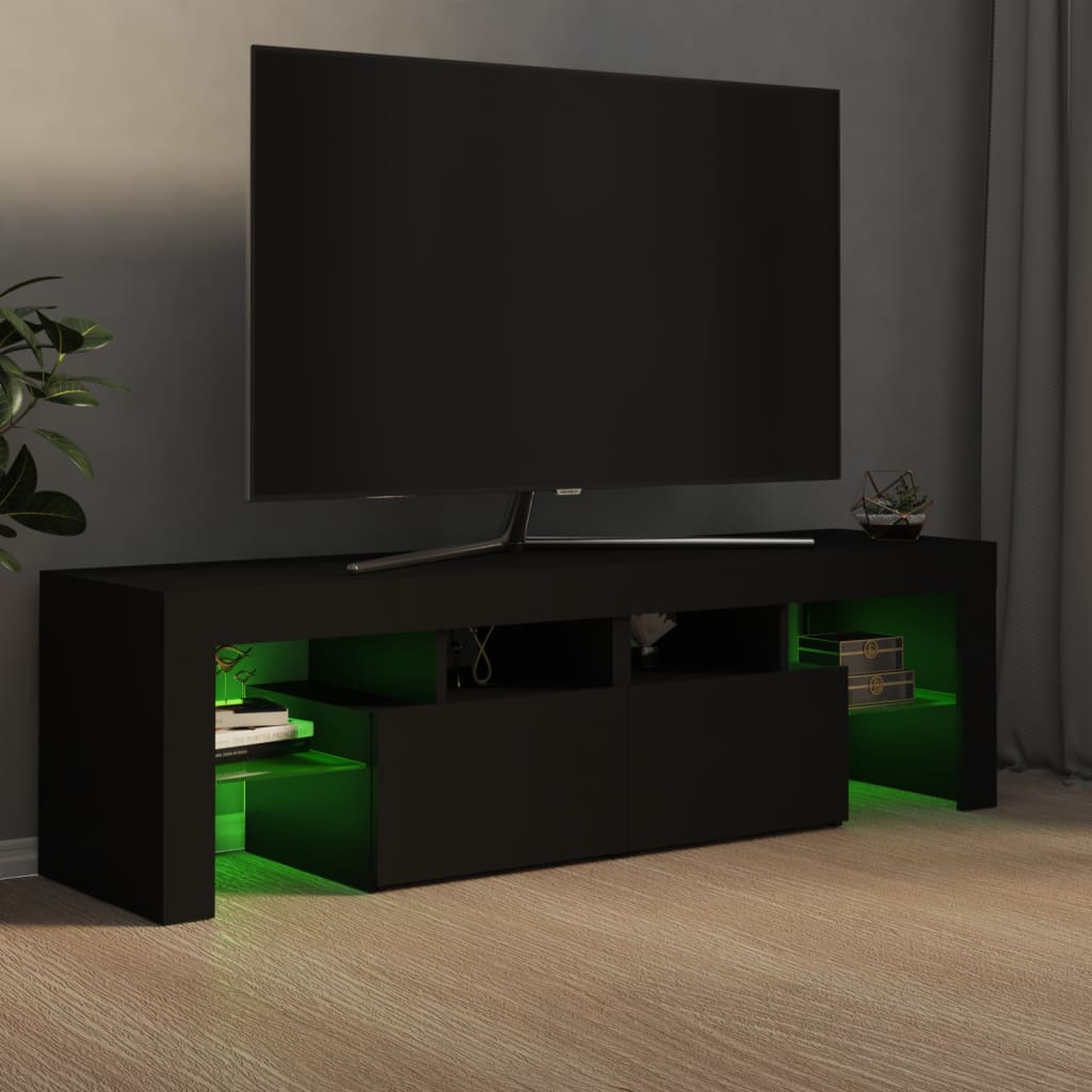 Mueble de TV con luces LED negro 140x36,5x40 cm vidaXL