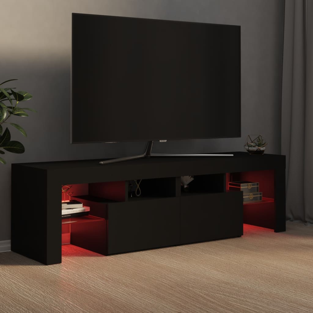 Mueble de TV con luces LED negro 140x36,5x40 cm vidaXL