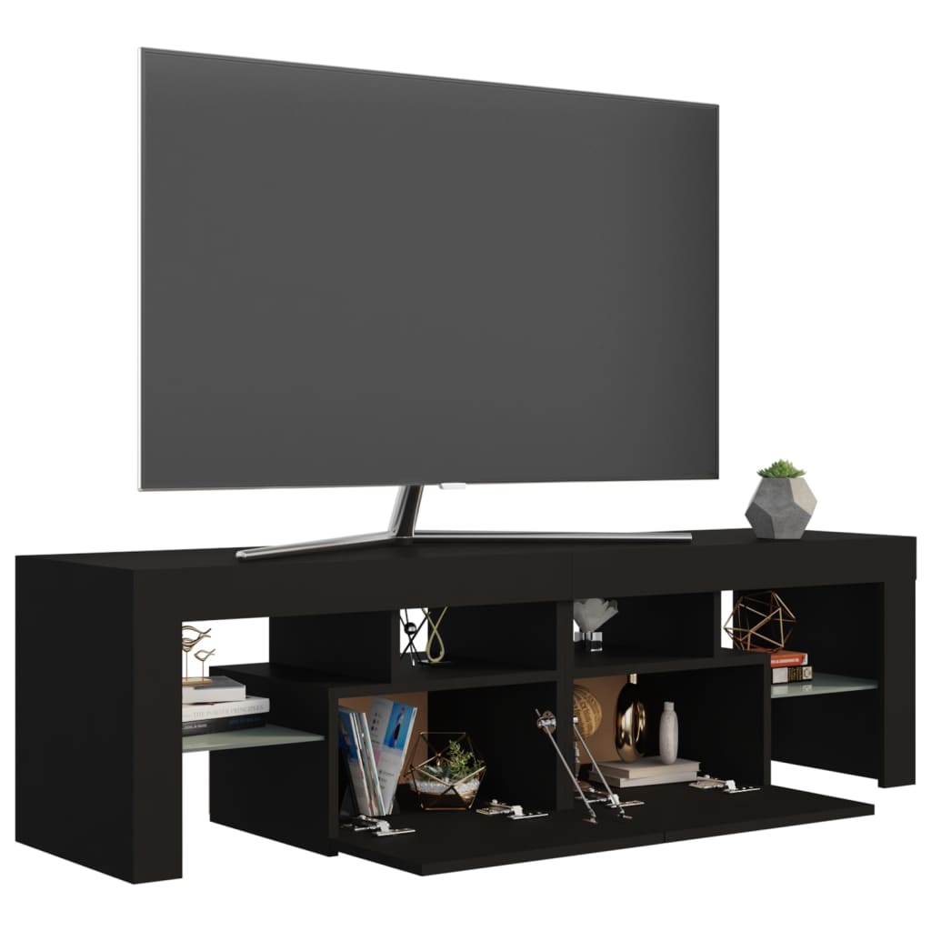 Mueble de TV con luces LED negro 140x36,5x40 cm vidaXL