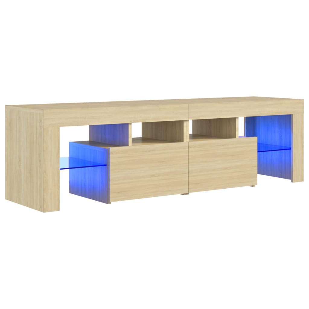 Mueble de TV con luces LED color roble Sonoma 140x36,5x40 cm vidaXL