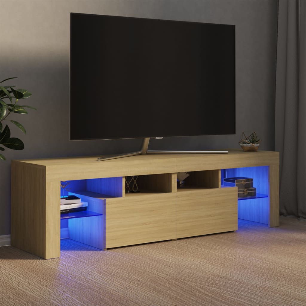 Vetonek Mueble de TV con luces LED color roble Sonoma 140x36,5x40 cm