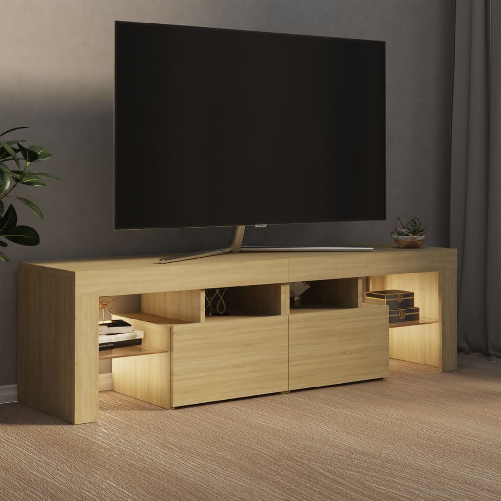 Mueble de TV con luces LED color roble Sonoma 140x36,5x40 cm vidaXL