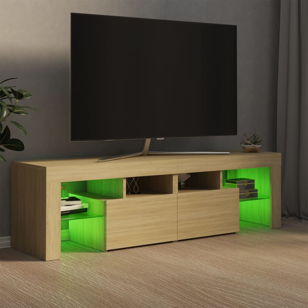 Mueble de TV con luces LED color roble Sonoma 140x36,5x40 cm vidaXL