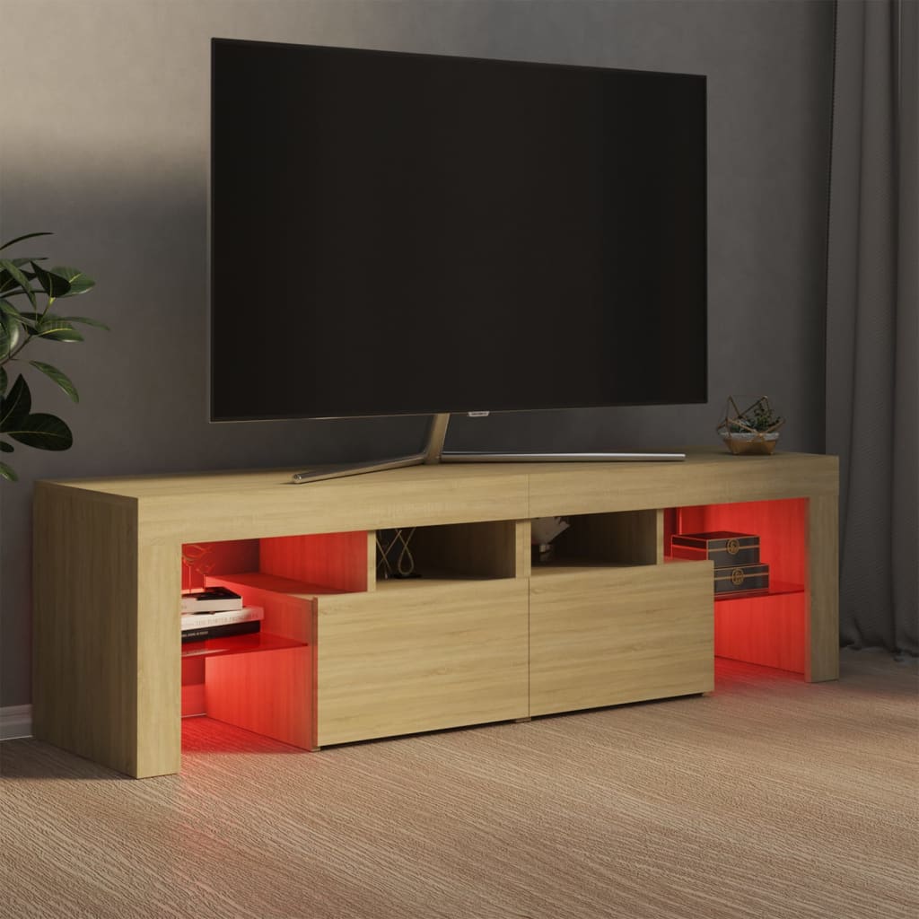 Mueble de TV con luces LED color roble Sonoma 140x36,5x40 cm vidaXL