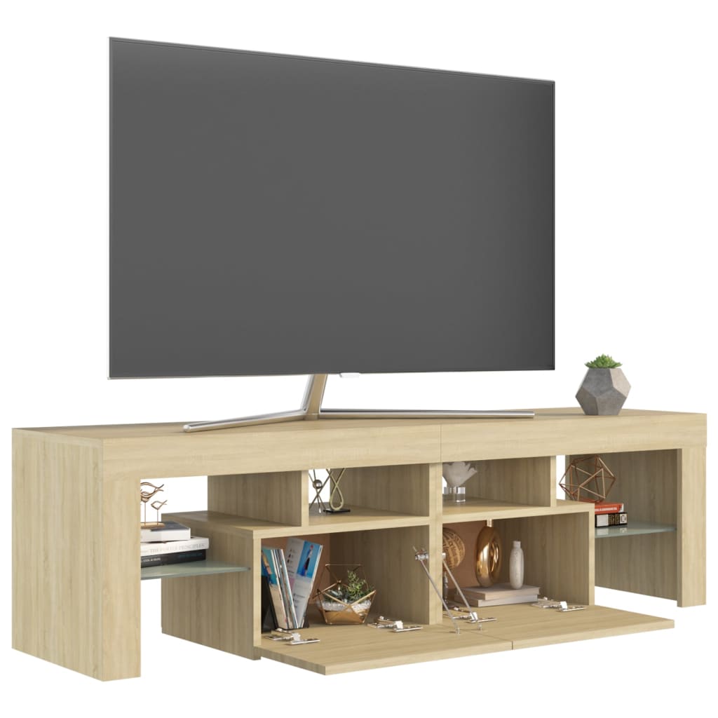 Mueble de TV con luces LED color roble Sonoma 140x36,5x40 cm vidaXL