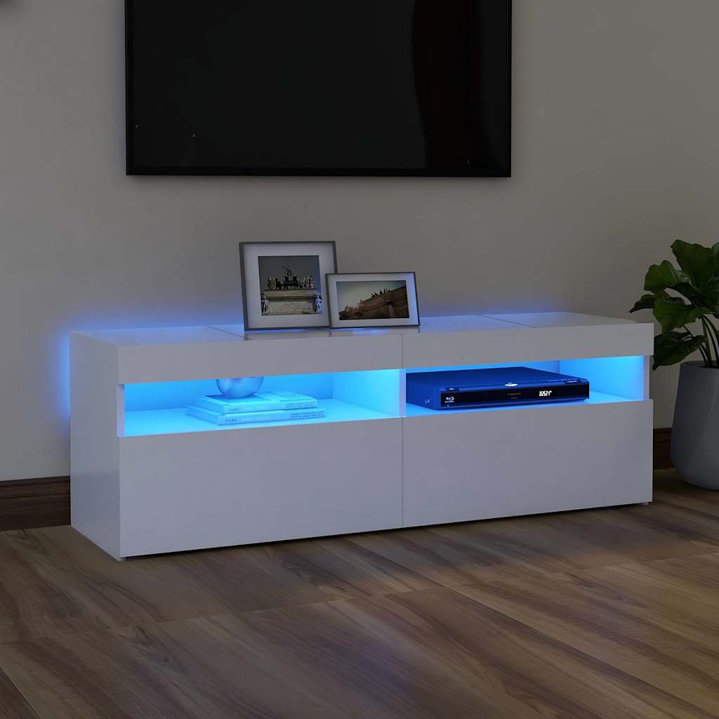 Vetonek Mueble para TV con luces LED blanco 120x35x40 cm