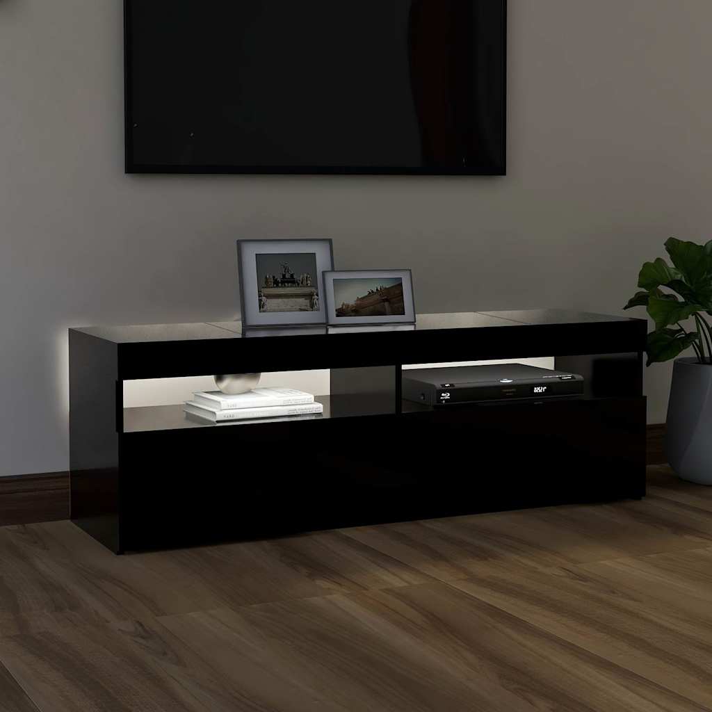 TV furniture with black led lights 120x35x40 cm