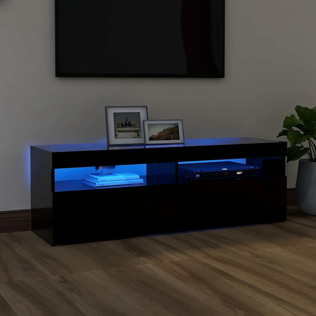 Vetonek Mueble de TV con luces LED negro 120x35x40 cm