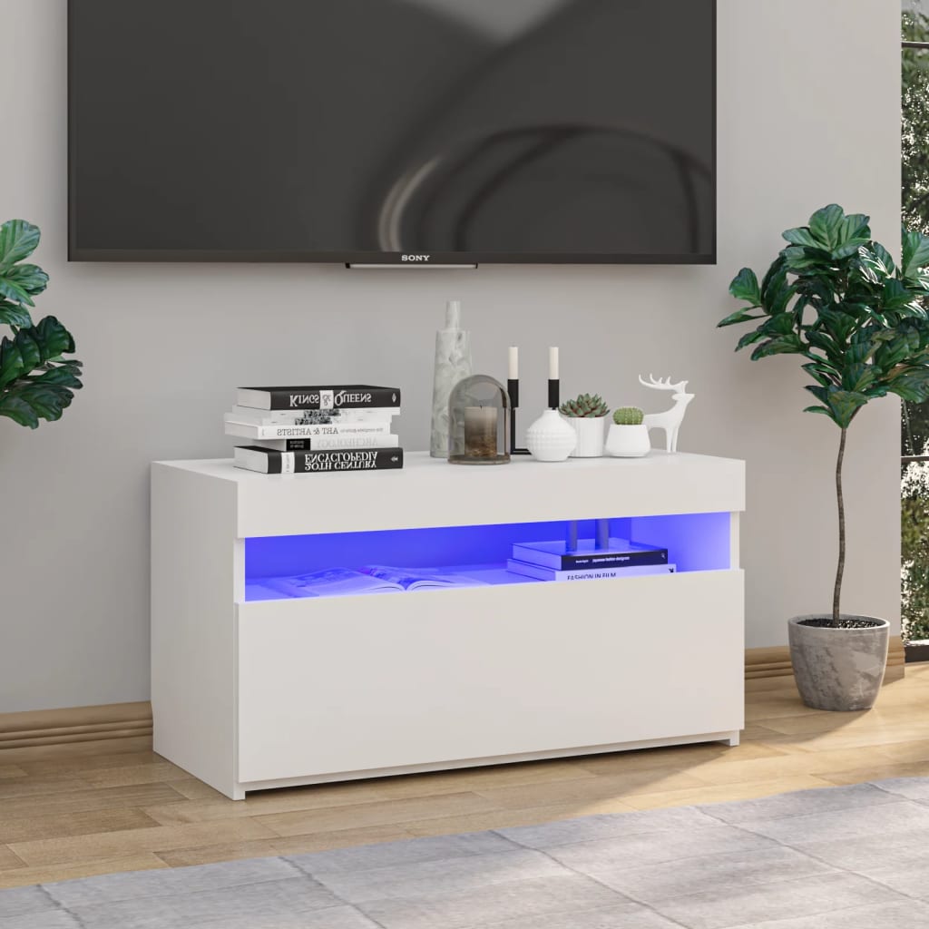 Vetonek Mueble de TV con luces LED blanco 75x35x40 cm