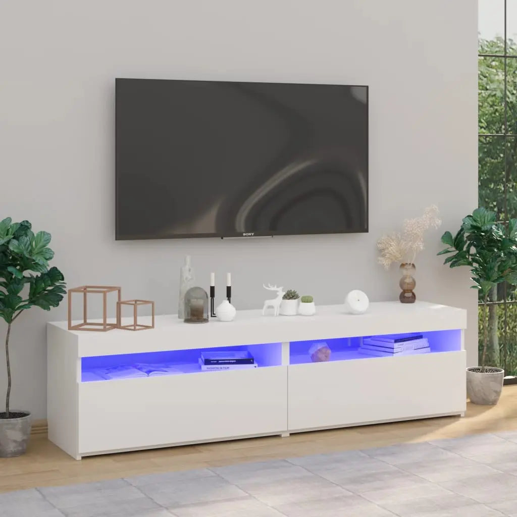 Vetonek Muebles de TV con luces LED 2 unidades blanco 75x35x40 cm