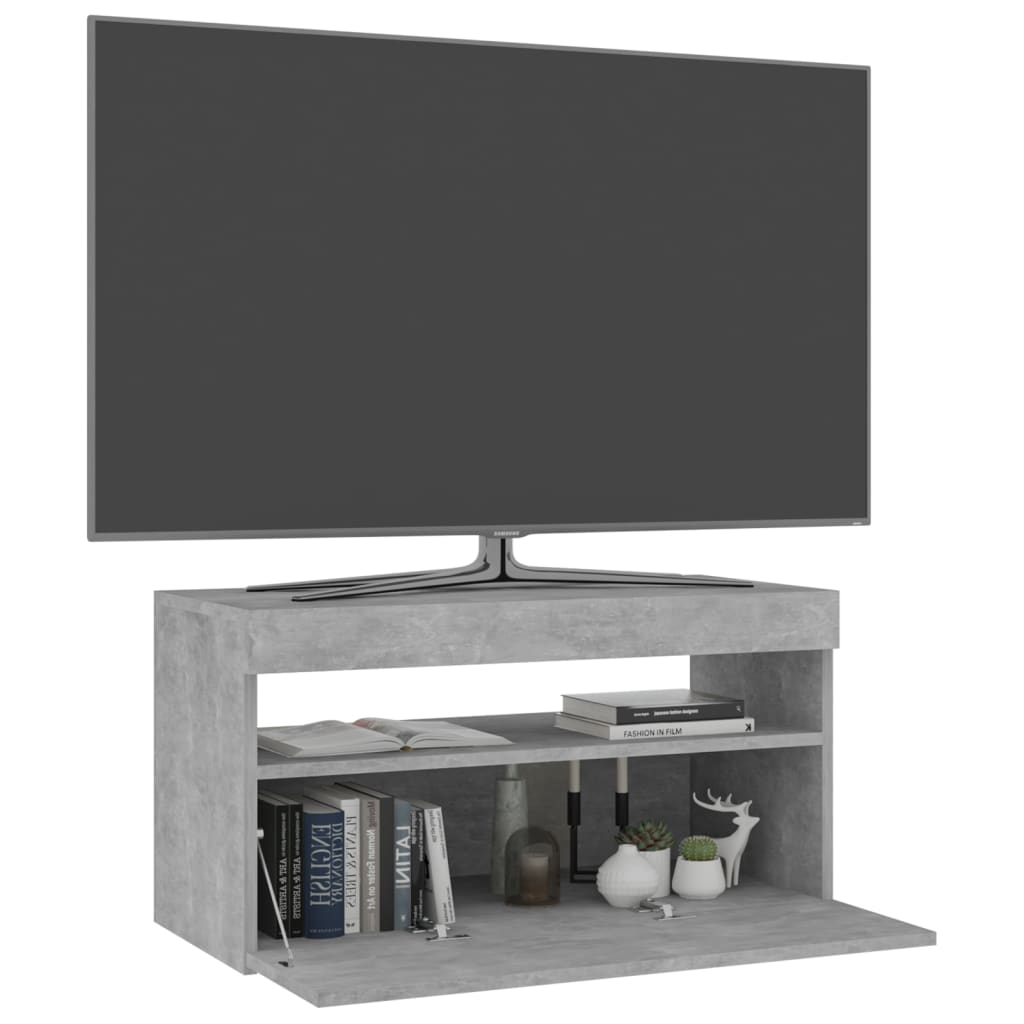 Mueble de TV con luces LED gris hormigón 75x35x40 cm vidaXL