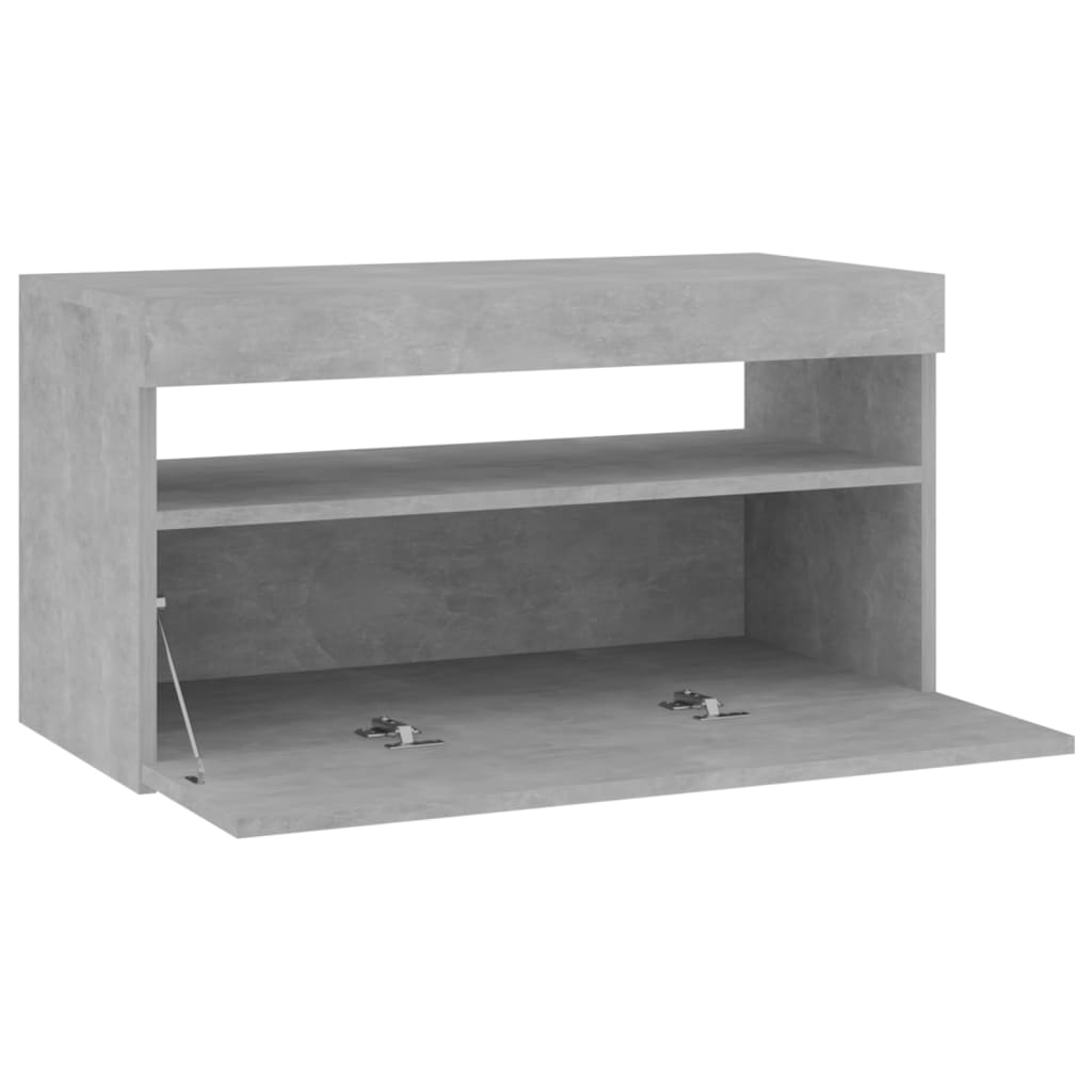 Mueble de TV con luces LED gris hormigón 75x35x40 cm vidaXL