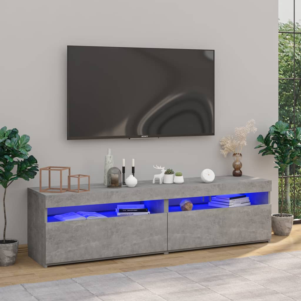 Vetonek Muebles de TV con luces LED 2 unidades gris hormigón 75x35x40cm