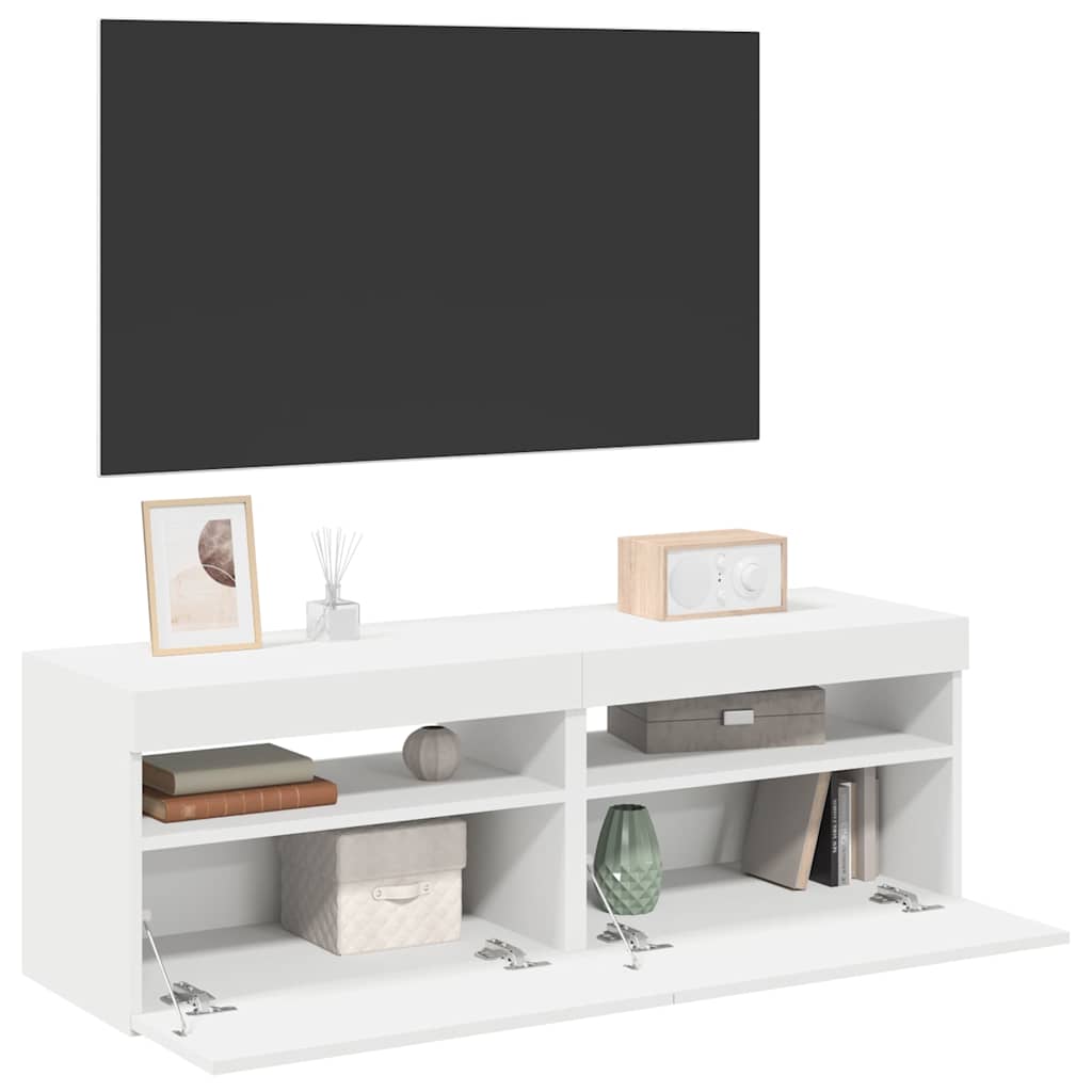 Vetonek Muebles de TV con luces LED 2 uds blanco 60x35x40 cm