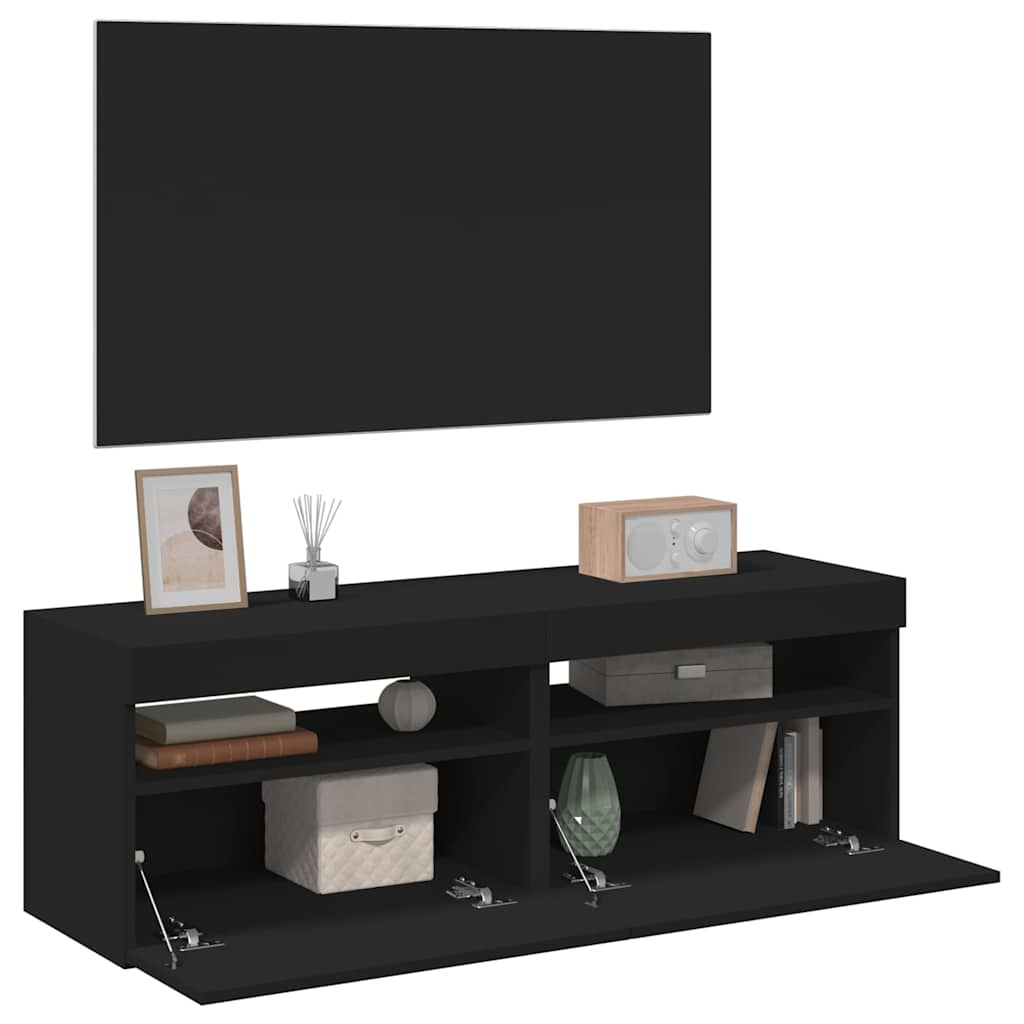 Vetonek Muebles de TV con luces LED 2 uds negro 60x35x40 cm