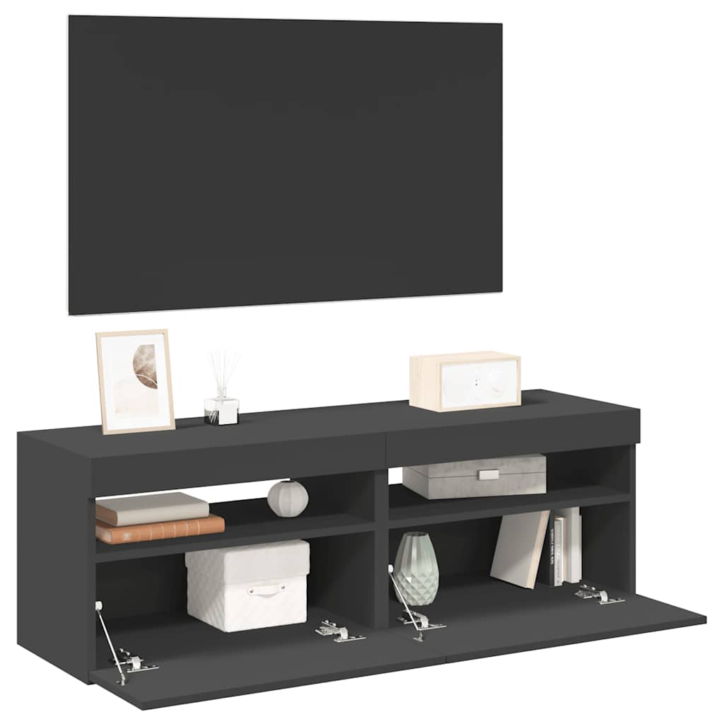 Vetonek Muebles de TV con luces LED 2 uds gris 60x35x40 cm