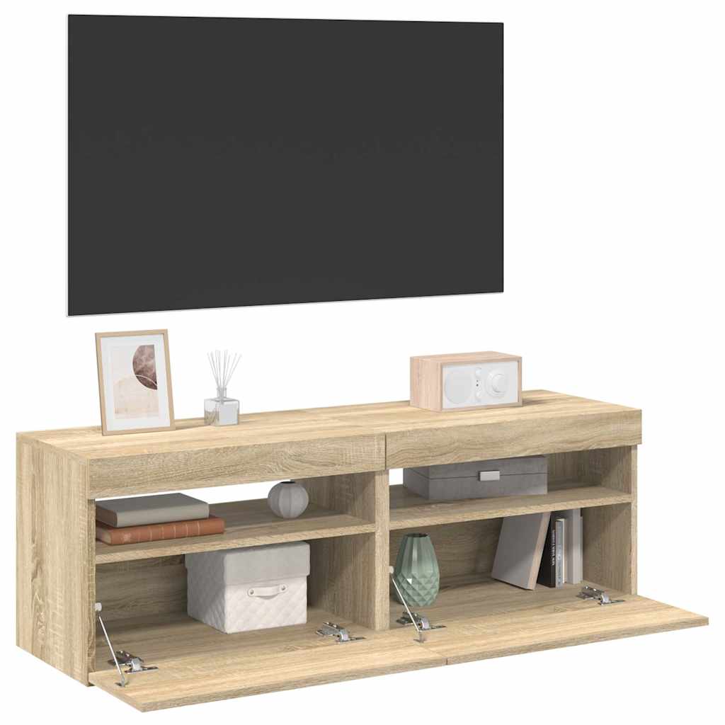 Vetonek Muebles para TV con luces LED 2 uds roble Sonoma 60x35x40 cm