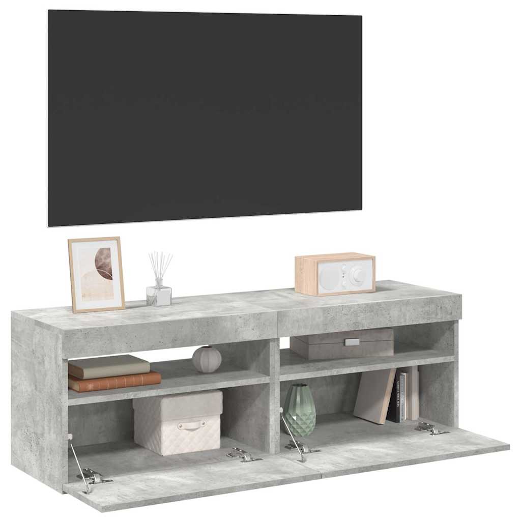 Vetonek Muebles de TV con luces LED 2 uds gris hormigón 60x35x40 cm