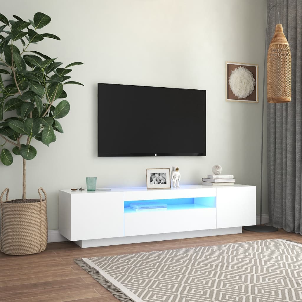 Vetonek Mueble para TV con luces LED blanco 160x35x40 cm