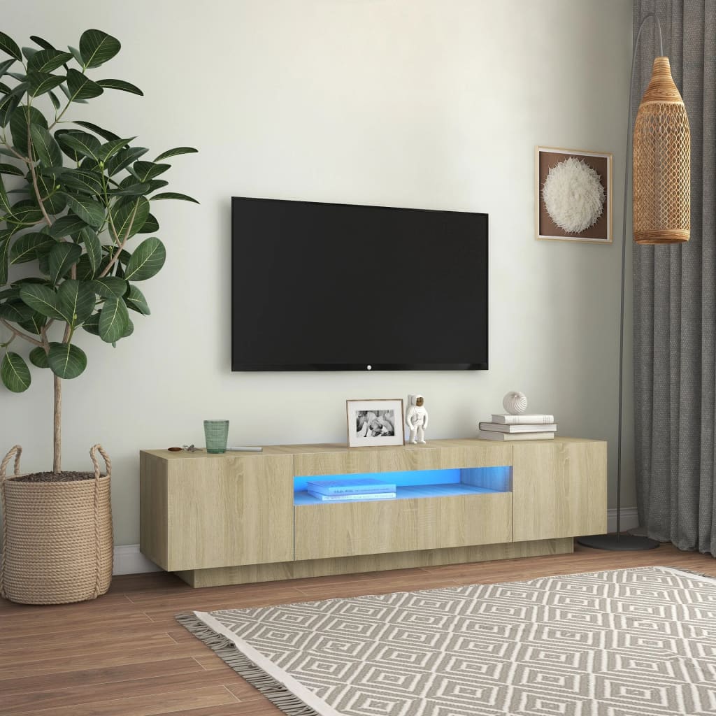 Vetonek Mueble de TV con luces LED roble Sonoma 160x35x40 cm