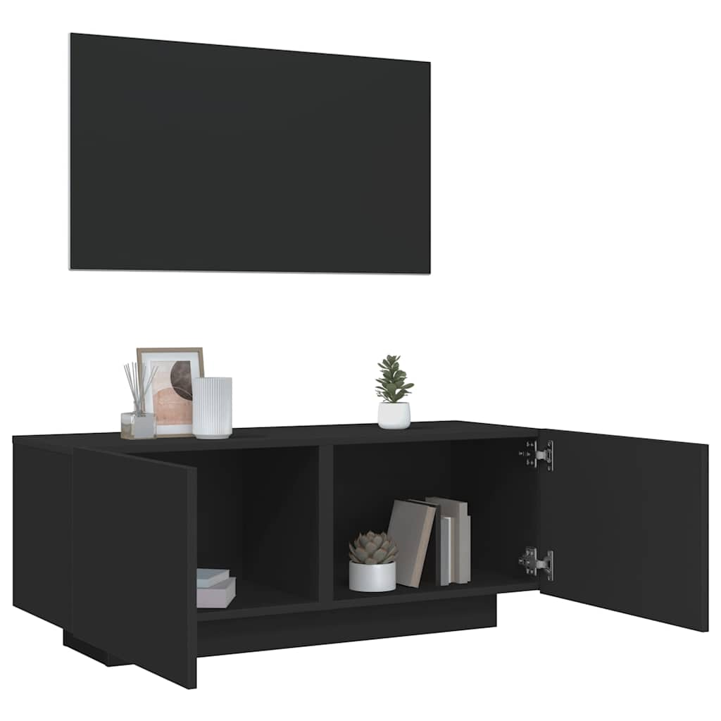 Vetonek Mueble para TV madera contrachapada negra 100x35x40 cm