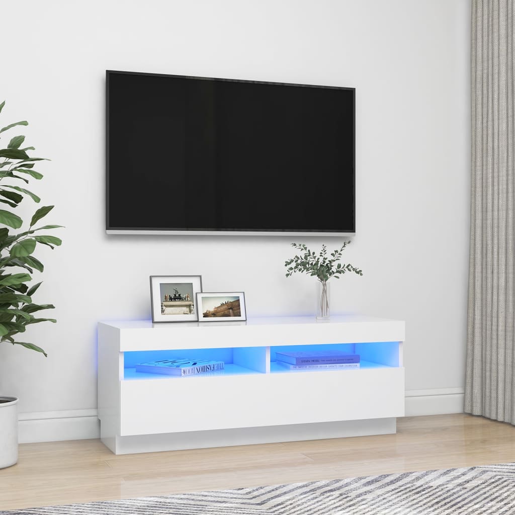 Vetonek Mueble para TV con luces LED blanco 100x35x40 cm