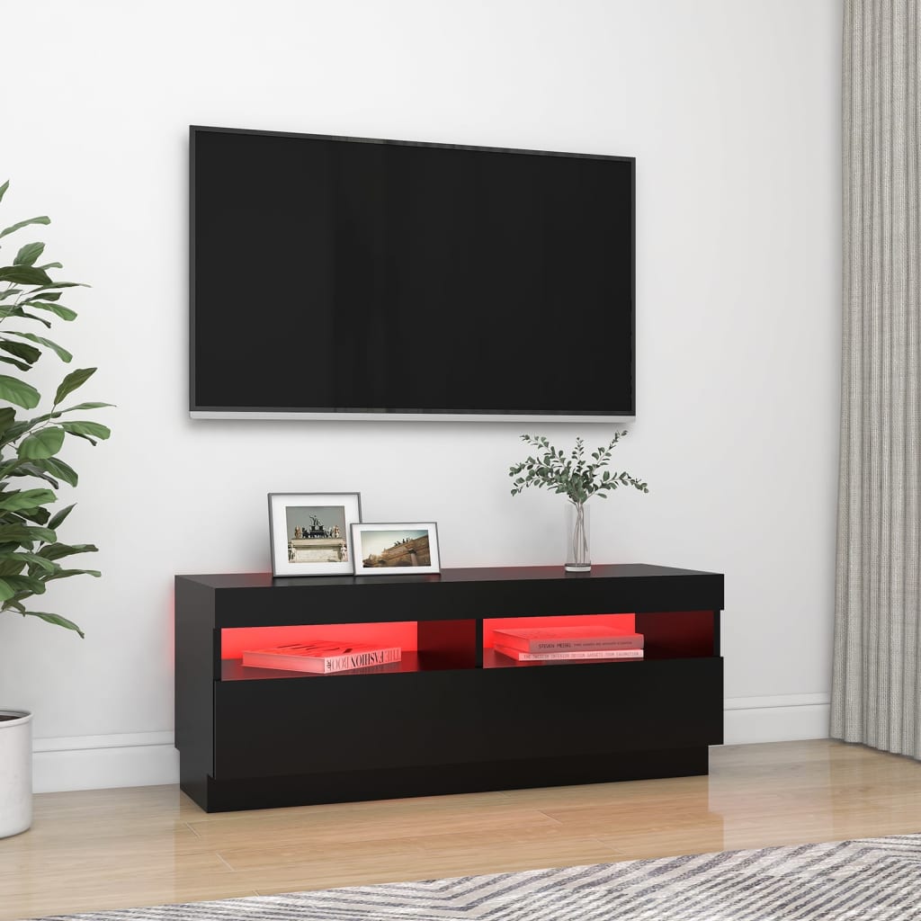 Mobili TV con luci a LED nero 100x35x40 cm