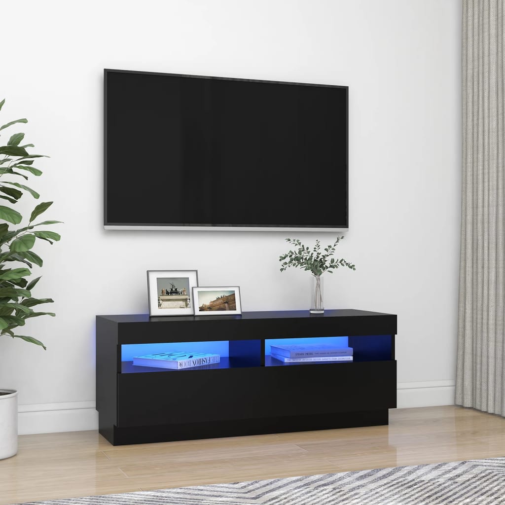 Vetonek Mueble de TV con luces LED negro 100x35x40 cm