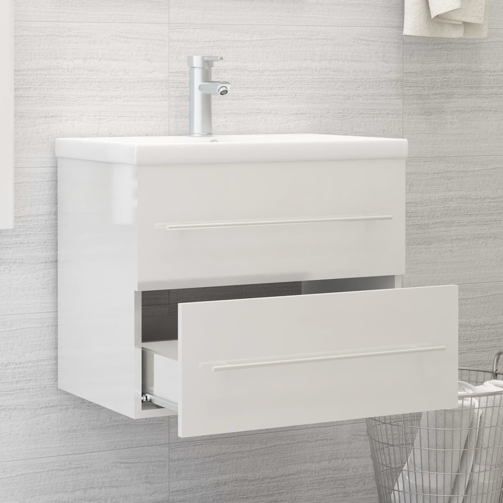 Mueble de lavabo madera sintetizada Nexus blanco brillo 60x38,5x48 cm