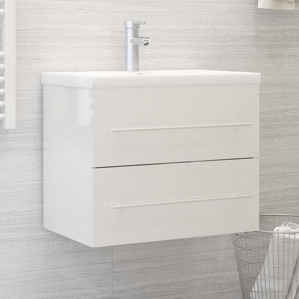 Vetonek Mueble de lavabo madera ingeniería blanco brillo 60x38,5x48 cm