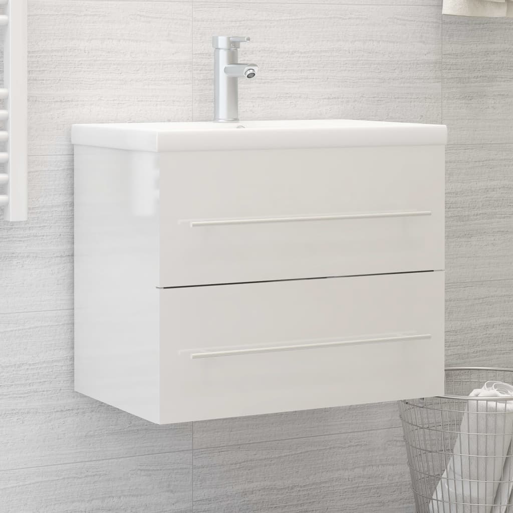 Mueble de lavabo madera ingeniería blanco brillo 60x38,5x48 cm v0184 Vetonek