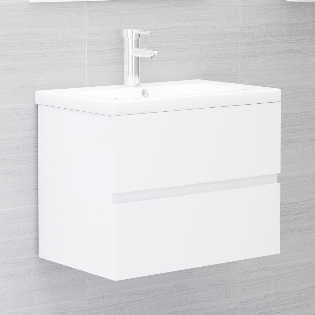 Mueble de lavabo madera ingeniería blanco brillo 60x38,5x45 cm