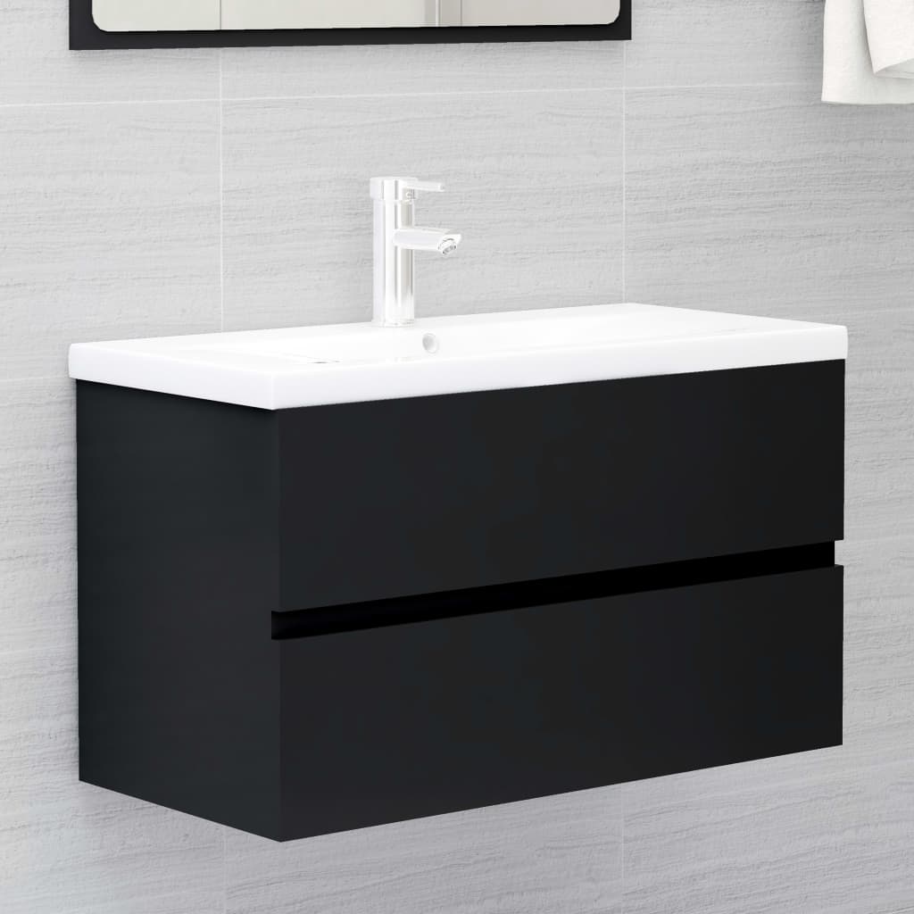 Vetonek Mueble de lavabo madera de ingeniería negro 80x38,5x45 cm