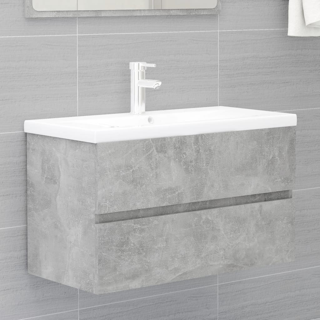 viVetonek Mueble de lavabo madera ingeniería gris hormigón 80x38,5x45cm