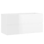 Vetonek Mueble de lavabo madera ingeniería blanco brillo 90x38,5x45 cm
