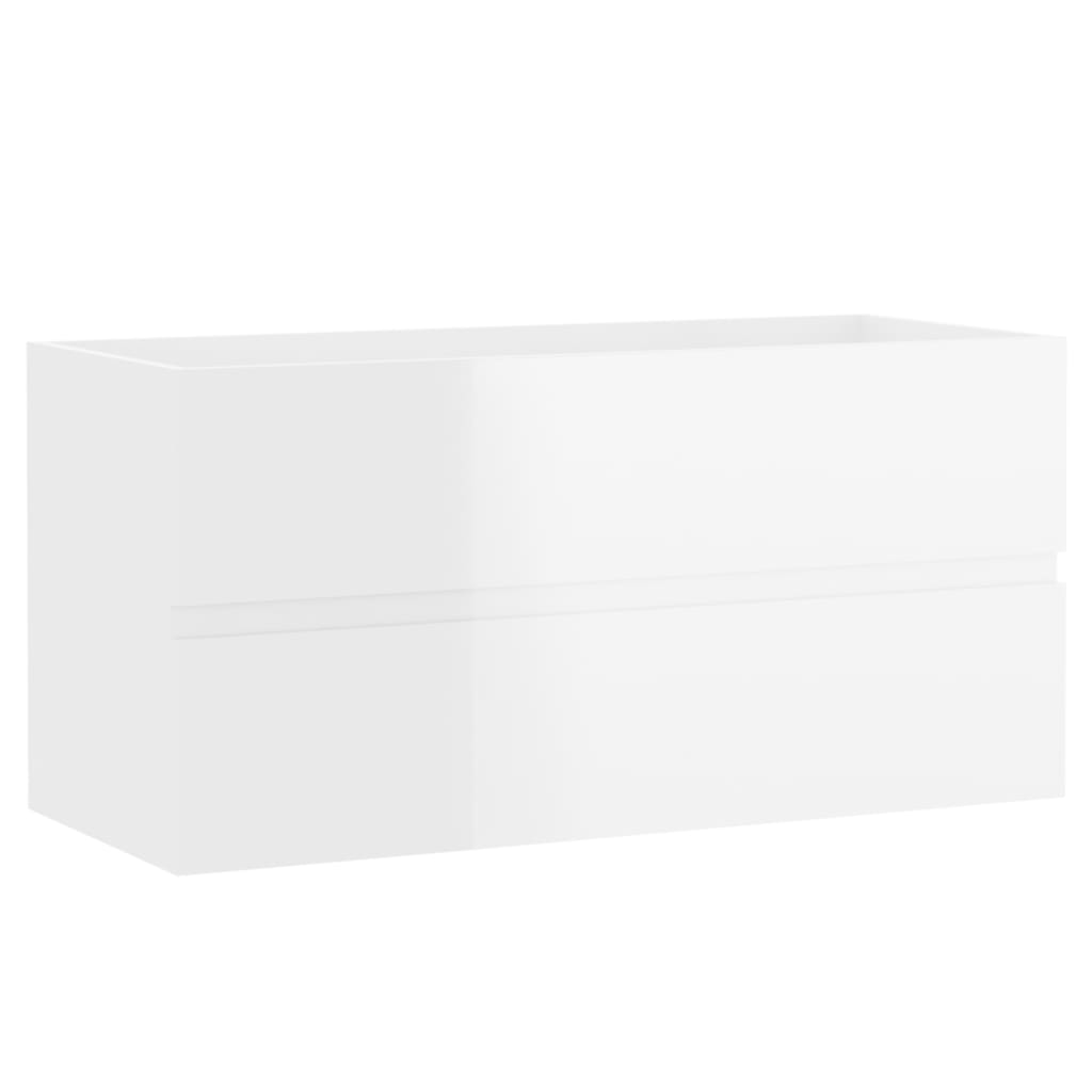 Mueble de lavabo madera ingeniería blanco brillo 90x38,5x45 cm v0818 - Vetonek