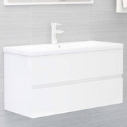 Mueble de lavabo madera ingeniería blanco brillo 90x38,5x45 cm v0818 Vetonek