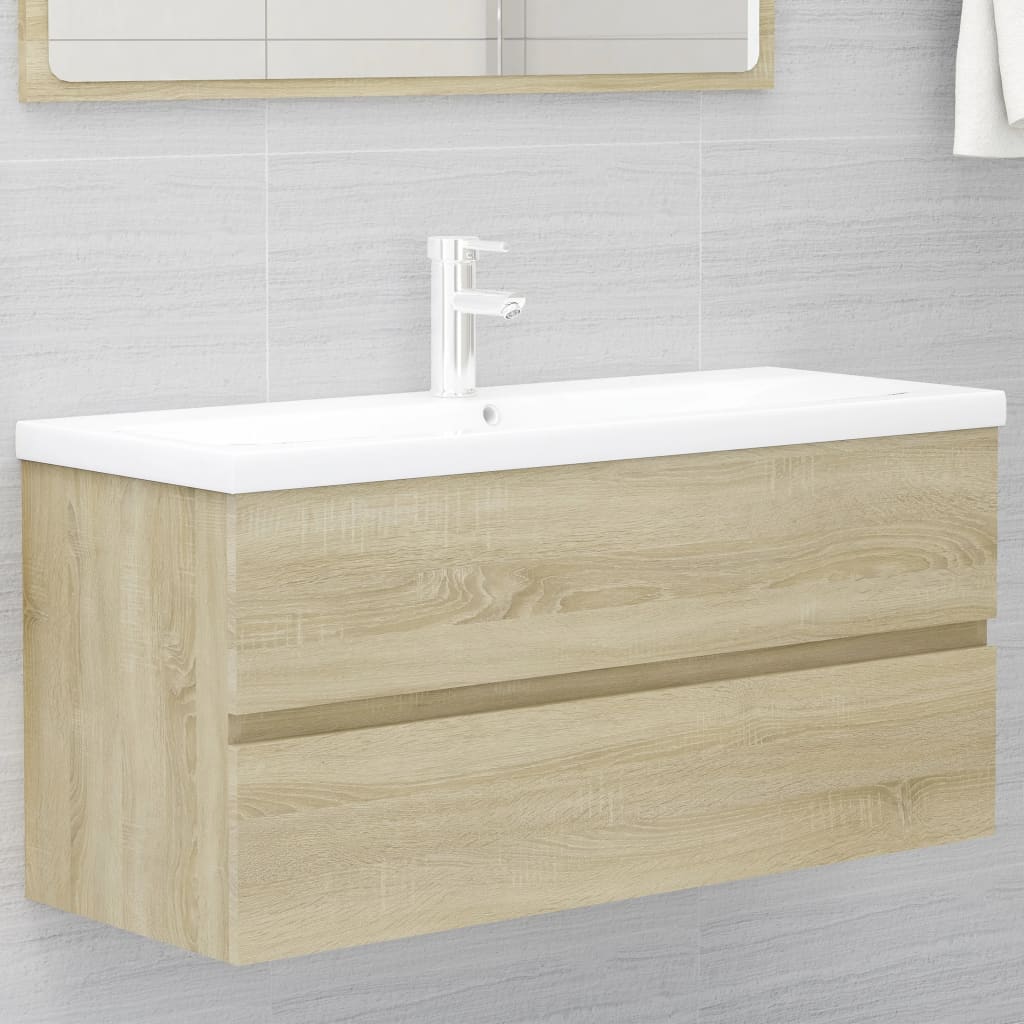 Vetonek Mueble lavabo madera contrachapada roble Sonoma 100x38,5x45 cm