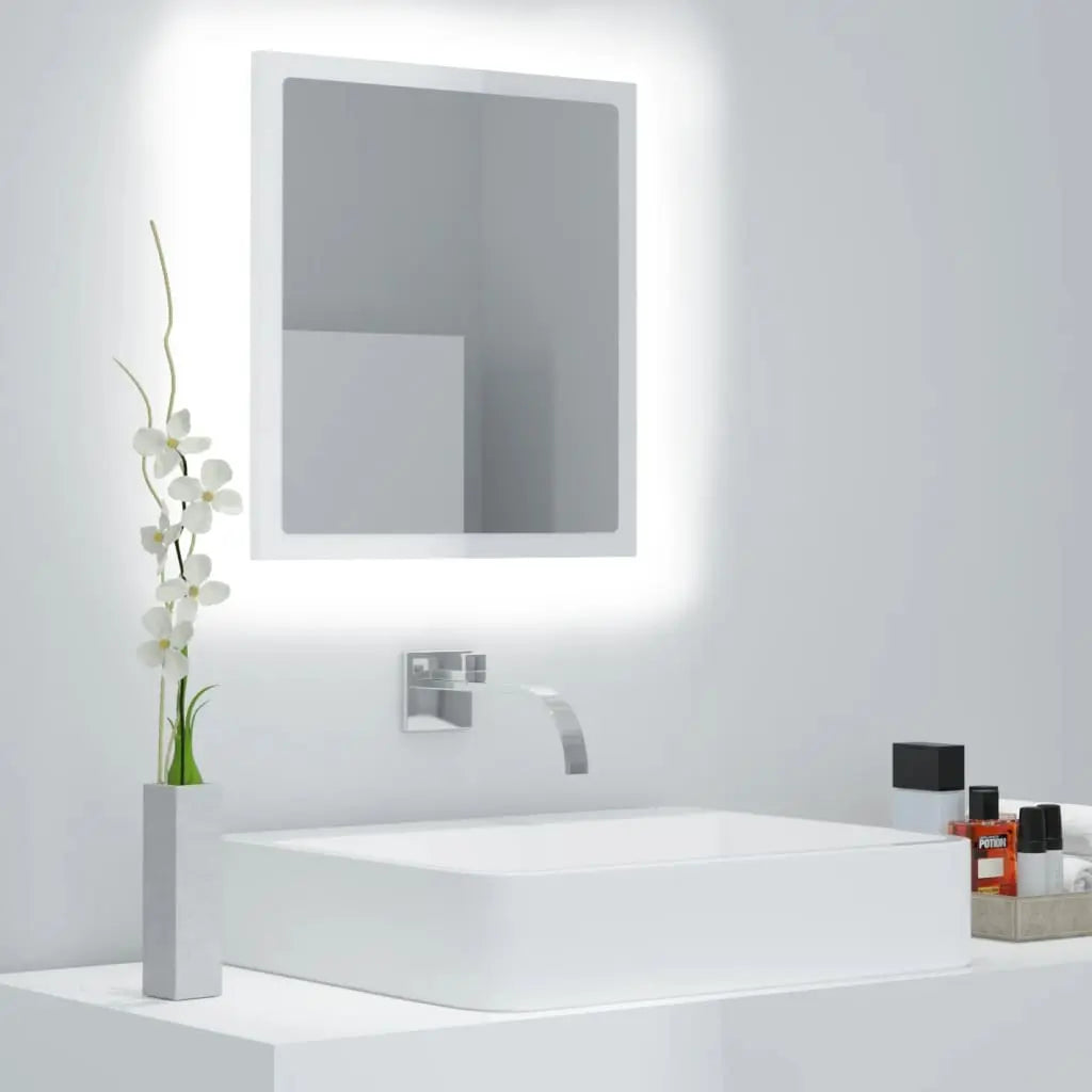 Vetonek Espejo de baño acrílico blanco brillo 40x8,5x37 cm