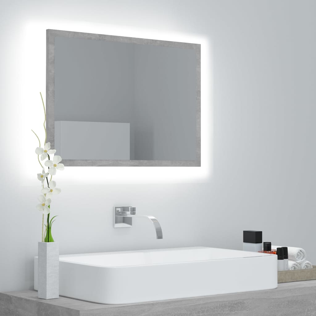 Vetonek Espejo de baño acrílico gris hormigón 60x8,5x37 cm