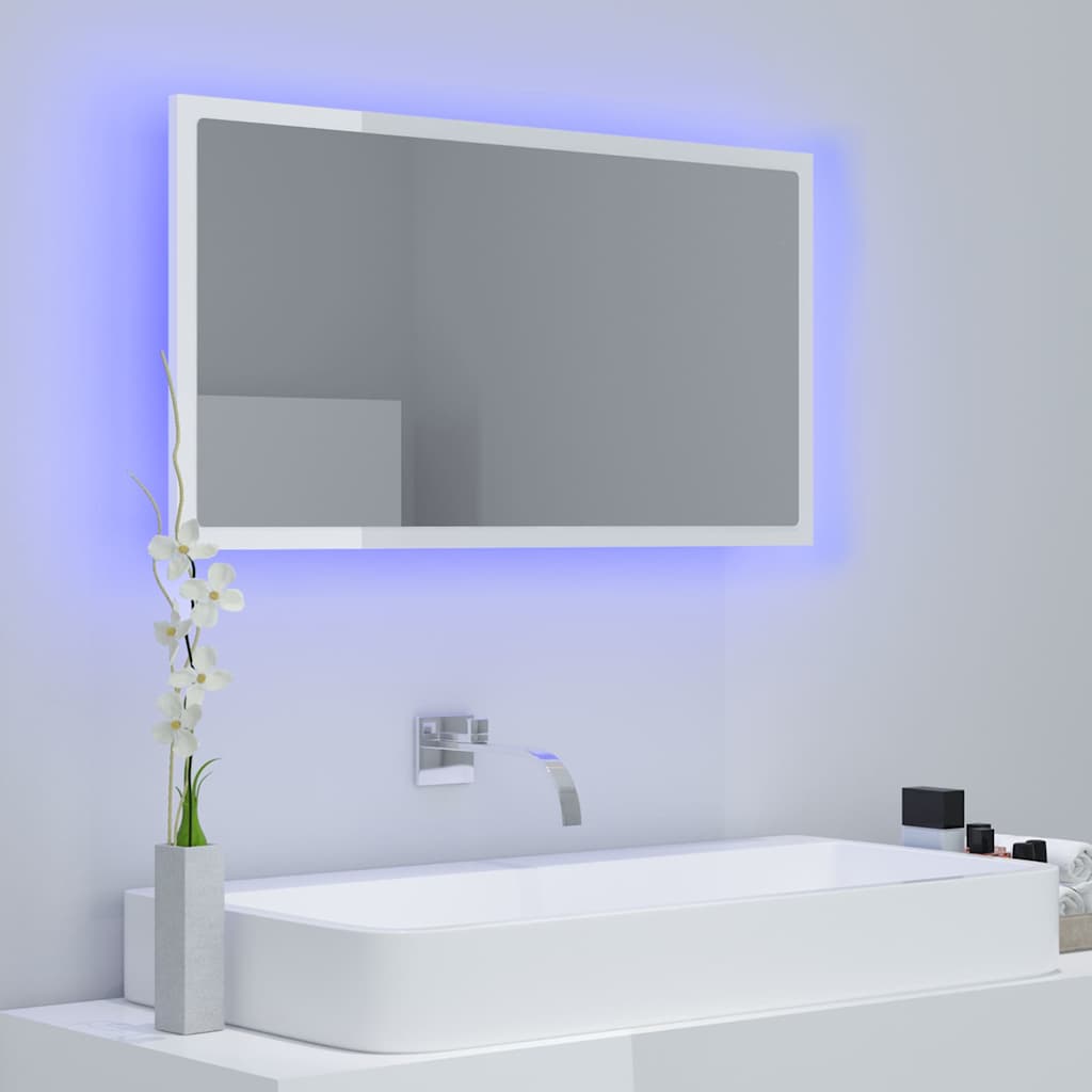 White Acrylic Bathroom Mirror 80x8,5x37 cm