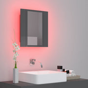 Armario espejo de baño luz LED acrílico gris brillo 40x12x45 cm V55 - Vetonek
