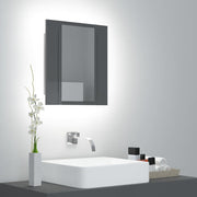 Armario espejo de baño luz led acrílico gris brillo 40x12x45 cm v1402 Vetonek