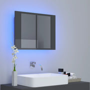 Armario espejo de baño luz led acrílico gris brillo 60x12x45 cm v1488 - Vetonek
