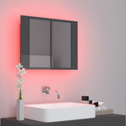 Armario espejo de baño luz led acrílico gris brillo 60x12x45 cm v1488 - Vetonek