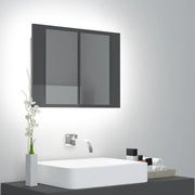 Armario espejo de baño luz led acrílico gris brillo 60x12x45 cm v1488 Vetonek